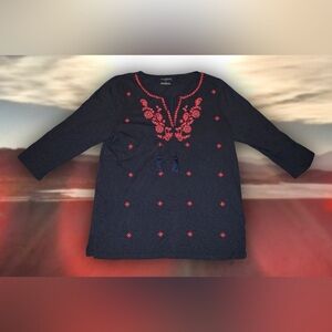 Talbots Navy Boho Tunic Sz L